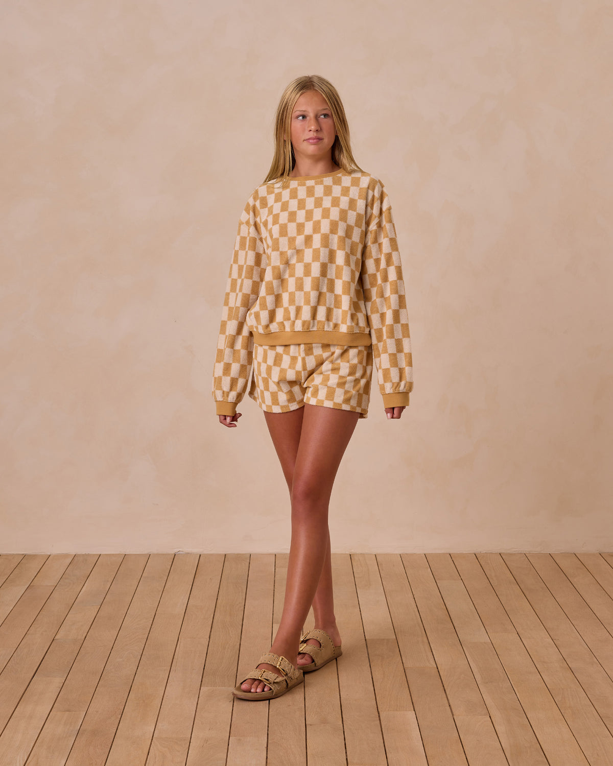 RYLEE + CRU SUMMER TERRY SET / MARIGOLD CHECK