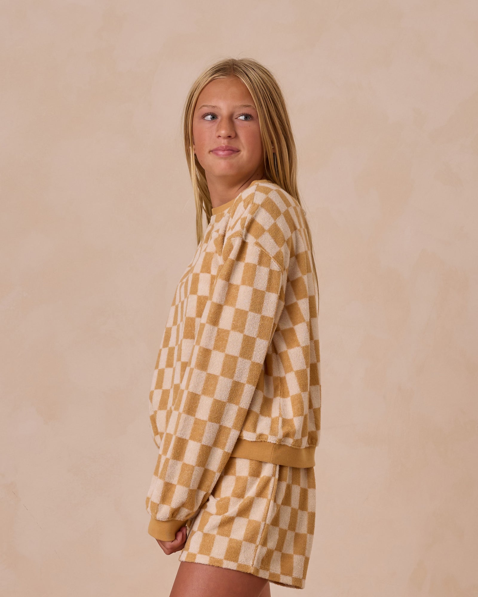 RYLEE + CRU SUMMER TERRY SET / MARIGOLD CHECK