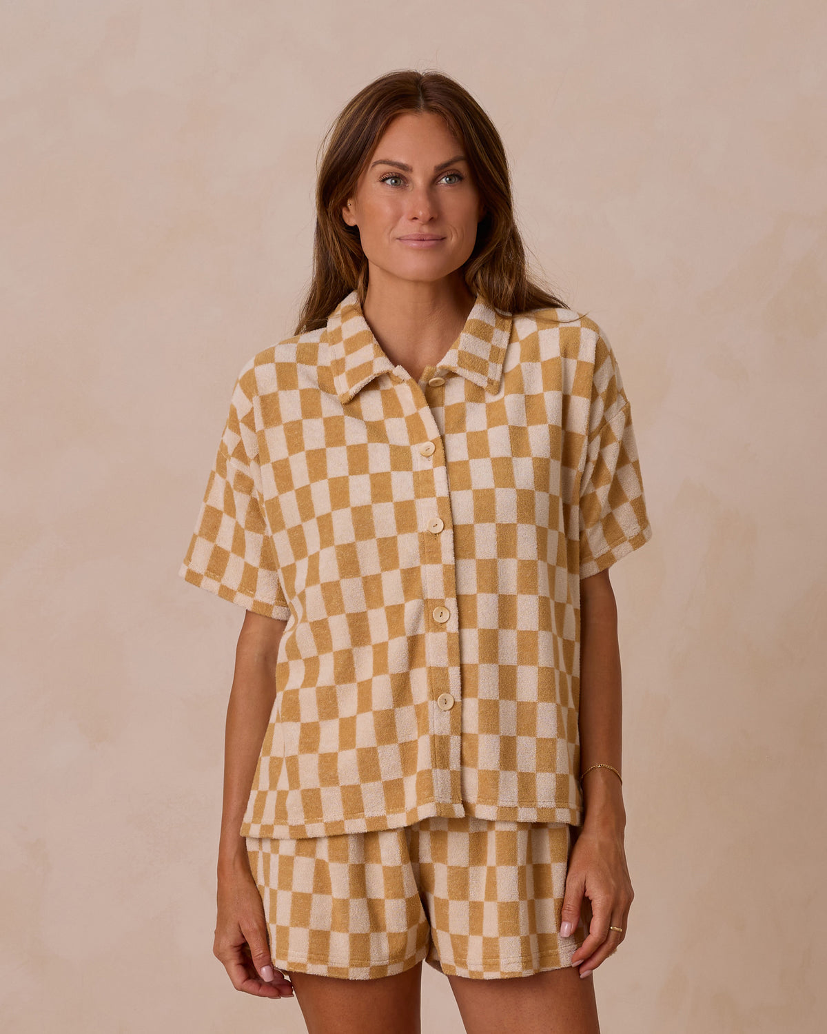 RYLEE + CRU WOMEN&#39;S TERRY COVER-UP SET / MARIGOLD CHECK