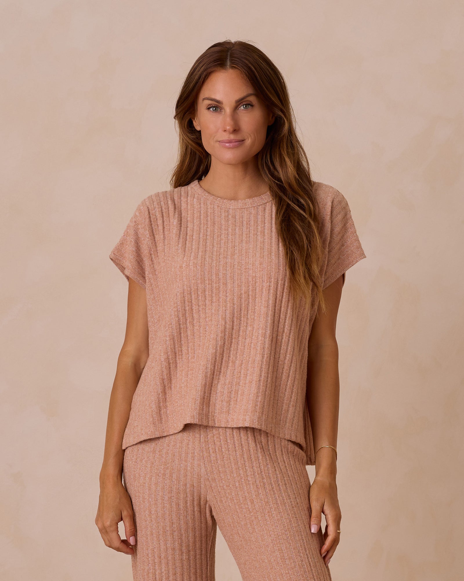 RYLEE + CRU WOMEN'S COZY RIB KNIT SET / GRAPEFRUIT