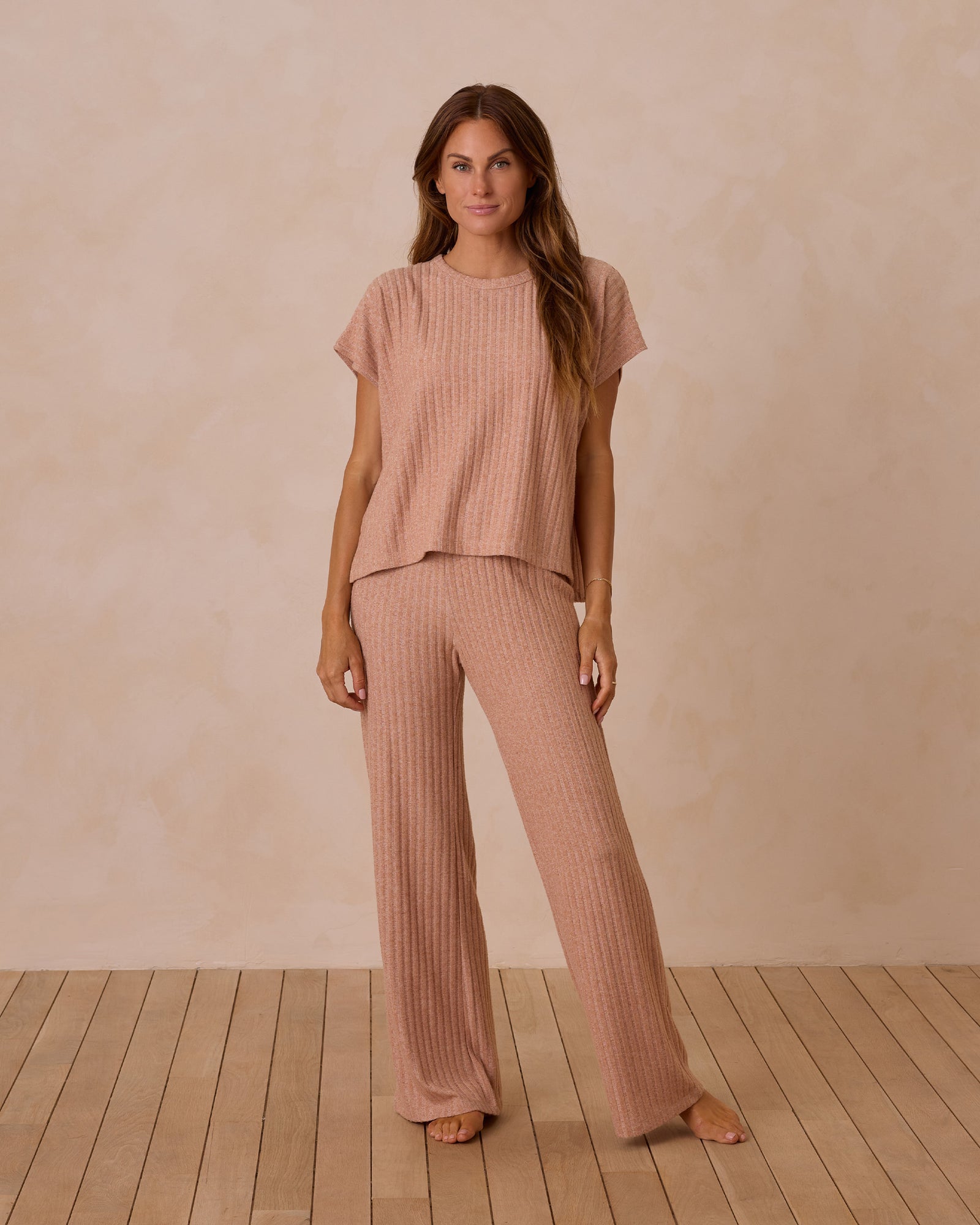 RYLEE + CRU WOMEN'S COZY RIB KNIT SET / GRAPEFRUIT