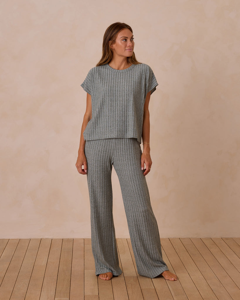 リエルリシェ　3way Layered Rib Knit Pants gray 3wayレイヤードリブニットパンツ（グレー）