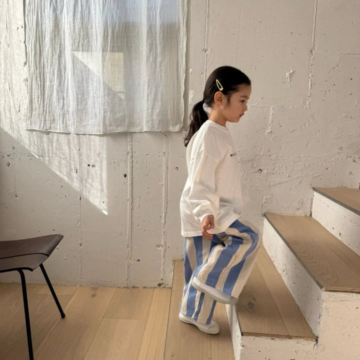 RESORT STRIPE WIDE LEG PANT / OCEAN BLUE