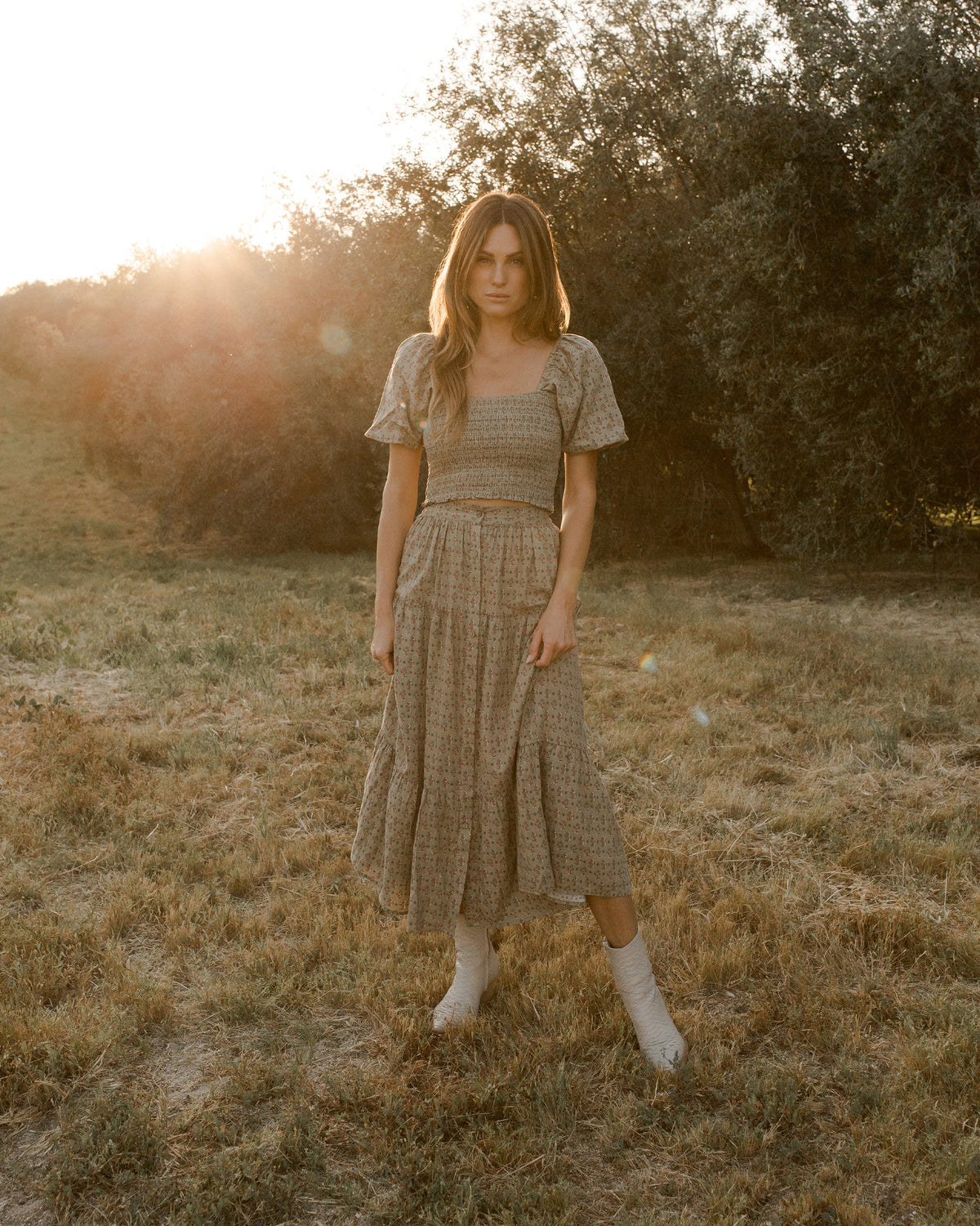 RYLEE + CRU WOMEN&#39;S TRIXIE TOP / FLOWER BLOCK