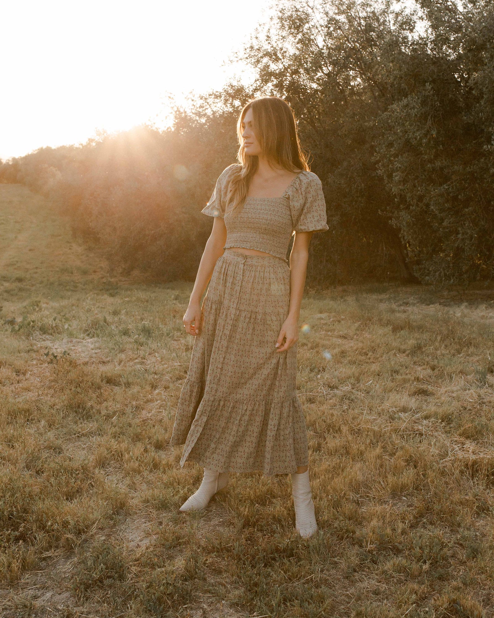 RYLEE + CRU WOMEN'S TRIXIE TOP / FLOWER BLOCK