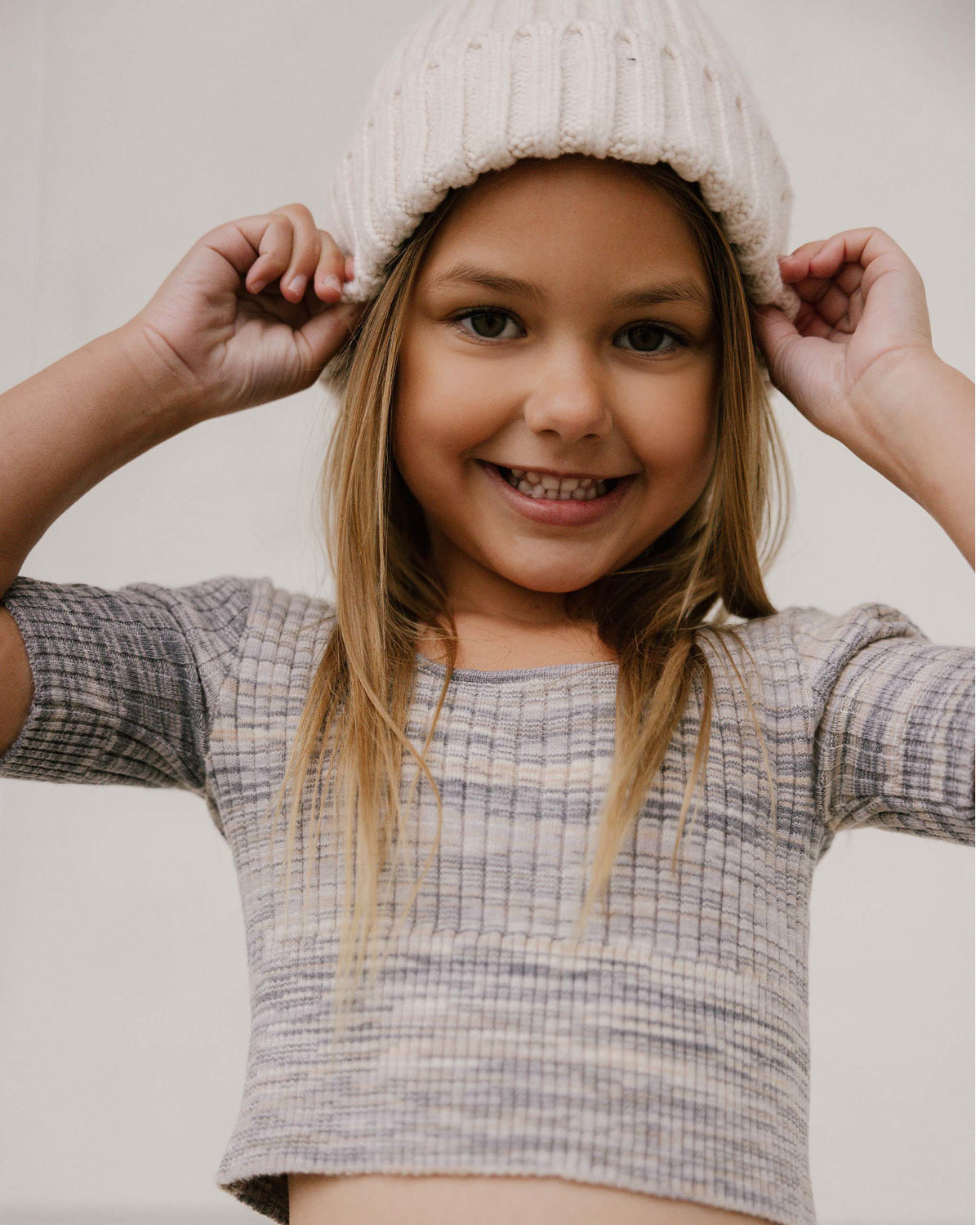 RYLEE + CRU SQUARE NECK RIB TEE / BLUE SPACE DYE