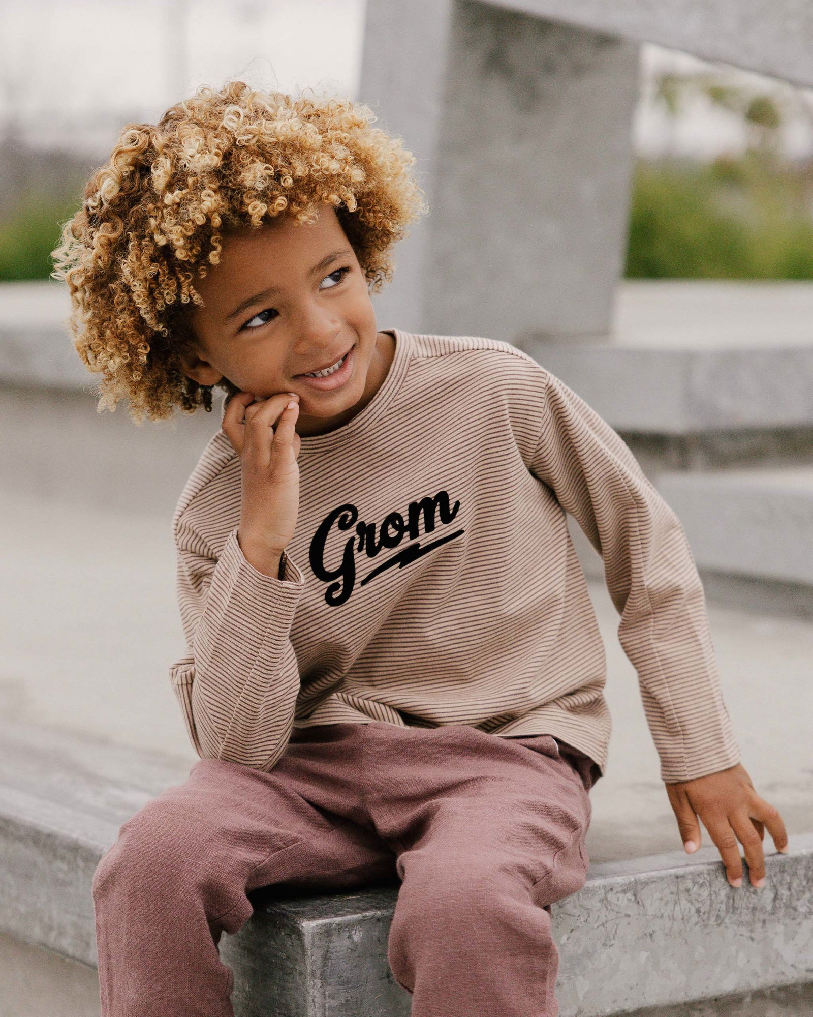 RYLEE + CRU RELAXED LONG SLEEVE PANELED TEE / GROM