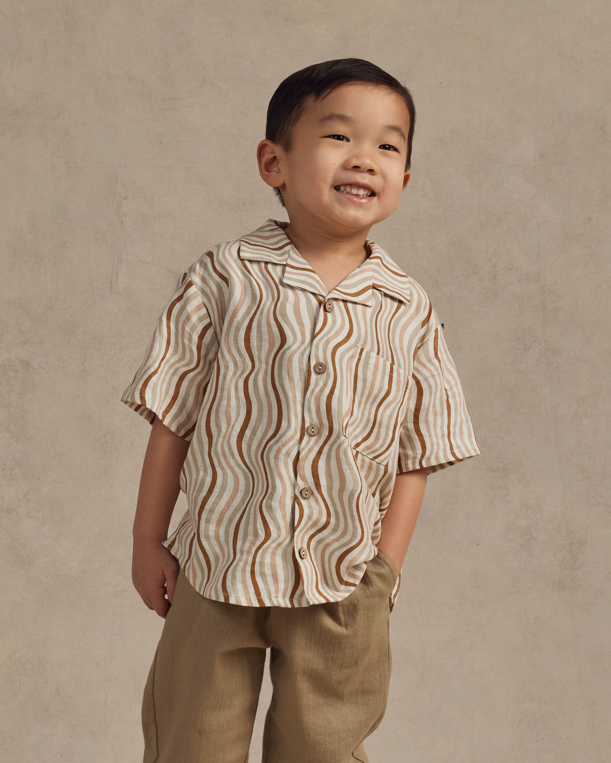 RYLEE + CRU LAPEL COLLAR SHIRT / RETRO WAVES