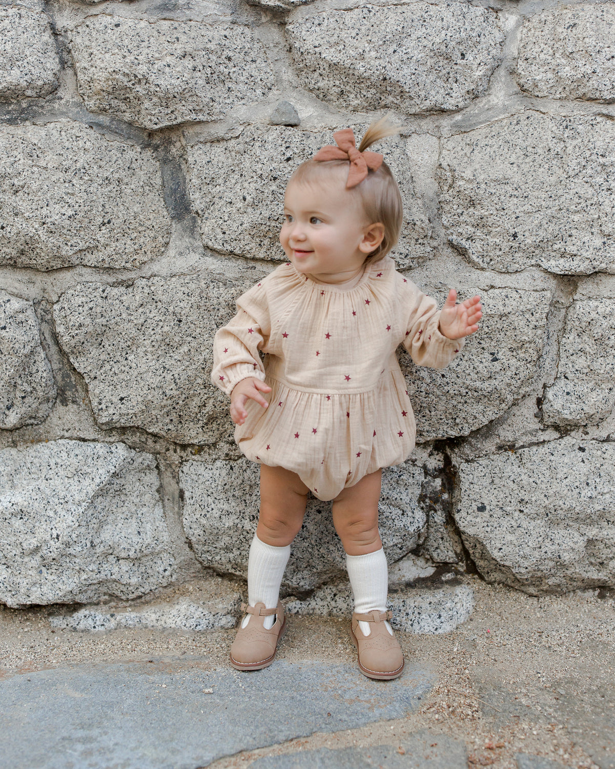 RYLEE + CRU LONG SLEEVE BUBBLE ROMPER / STARS