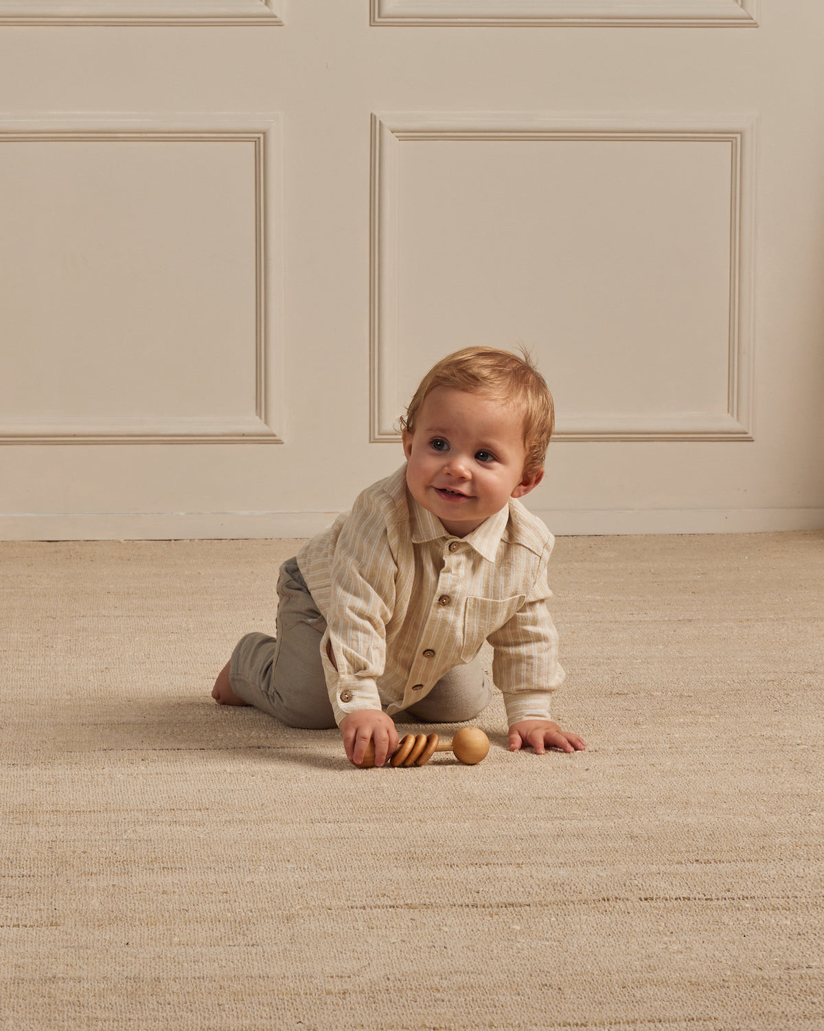 RYLEE + CRU COLLARED SHIRT / CHAMPAGNE STRIPE