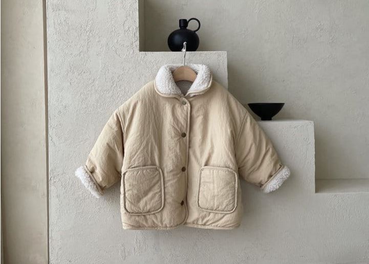 PADDED REVERSIBLE TEDDY JACKET / BEIGE