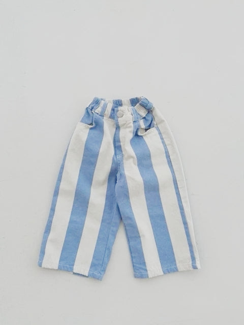 RESORT STRIPE WIDE LEG PANT / OCEAN BLUE