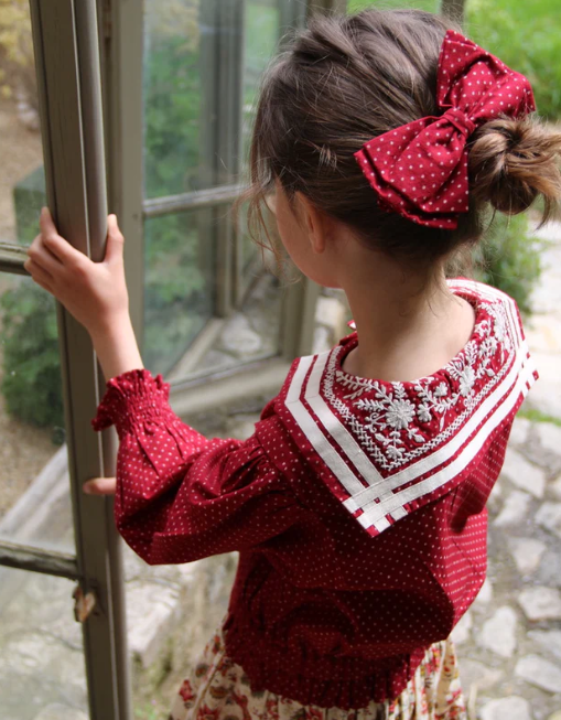 BONJOUR DIARY SAILOR BLOUSE / RED WINE POLKA DOT