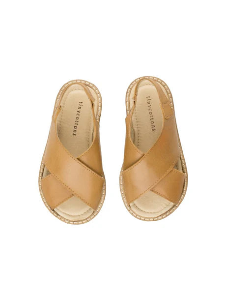 TINYCOTTONS CREPE CROSSED SANDALS / BROWN