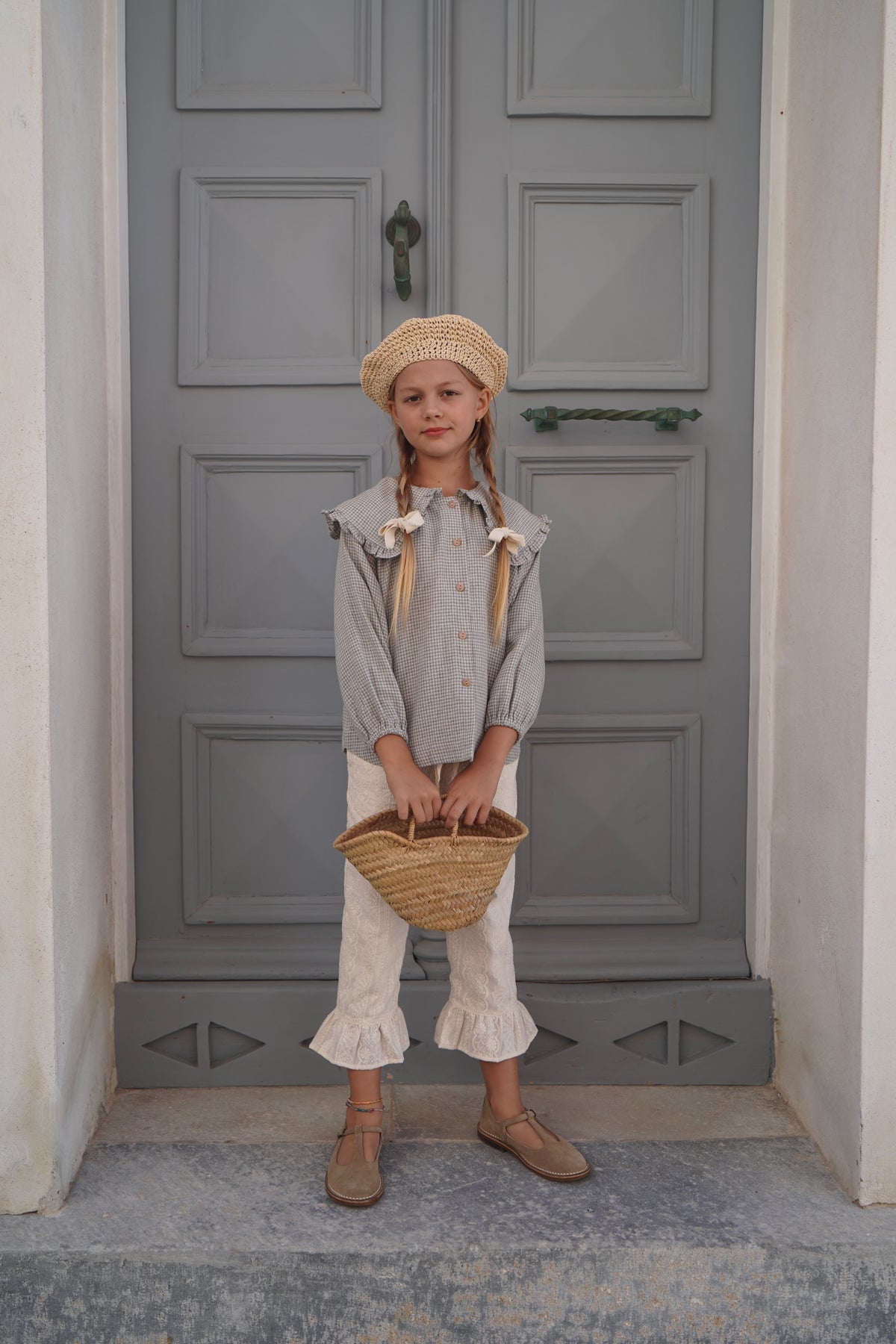 HOUSE OF PALOMA THEODORA BLOUSE / DOVE HOUNDSTOOTH