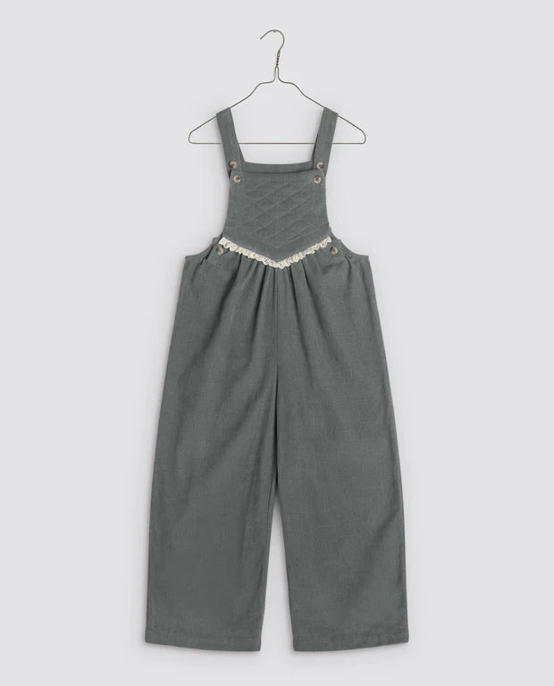 LITTLE COTTON CLOTHES Veronica Dungarees / Teal Blue Velvet