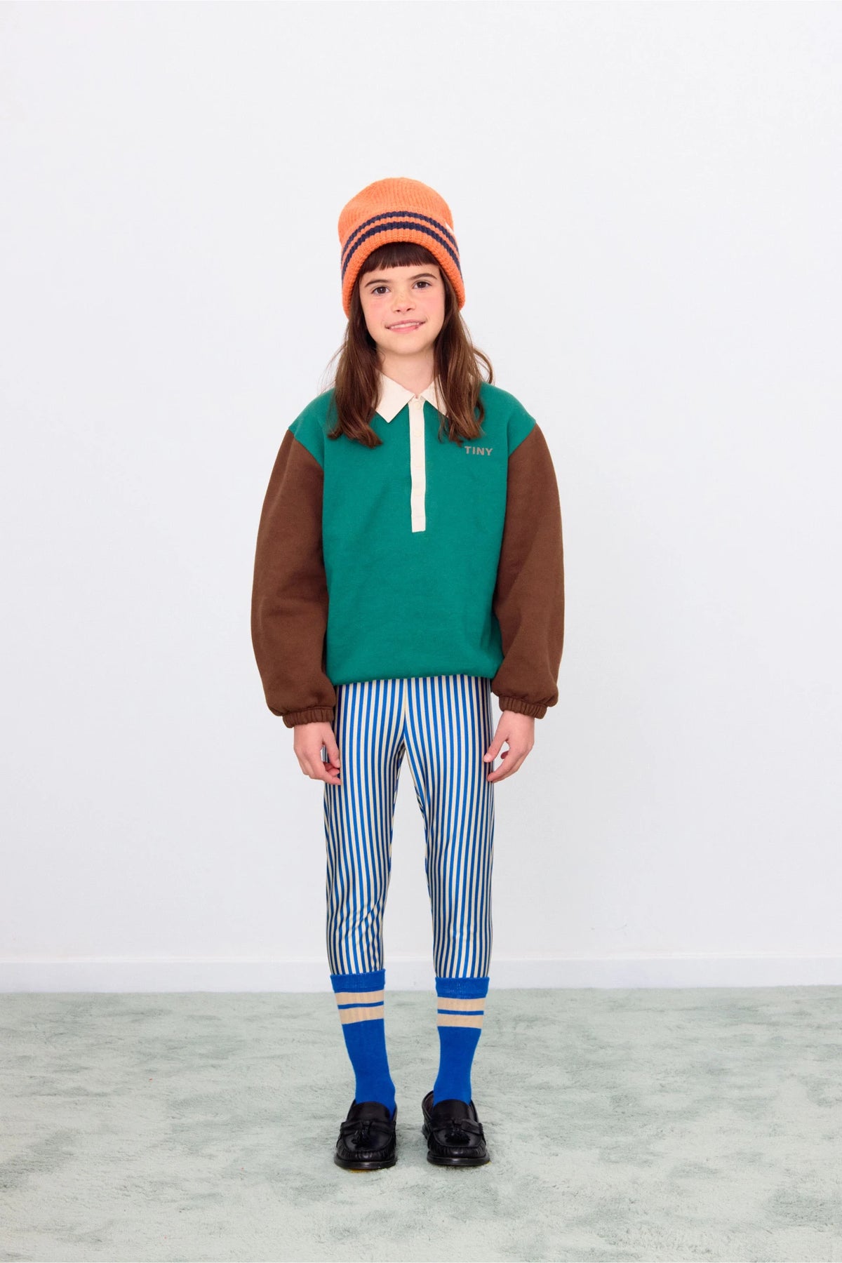 TINYCOTTONS COLOR BLOCK POLO LONG SLEEVE TEE