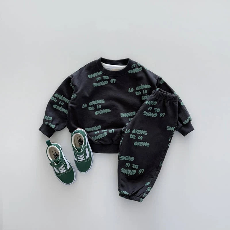 Crème de la crème sweatshirt + sweatpant set / CHARCOAL