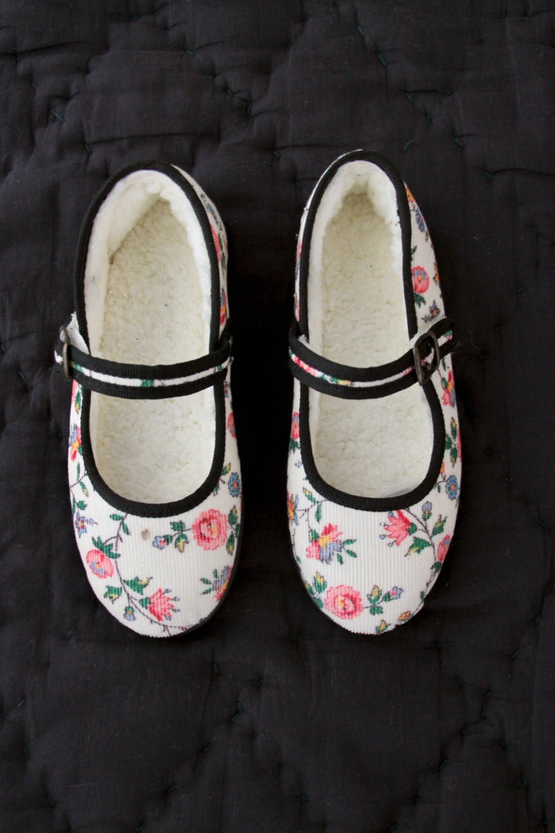 BONJOUR DIARY BALLERINA SHOES / IVORY FLOWER CORDUROY