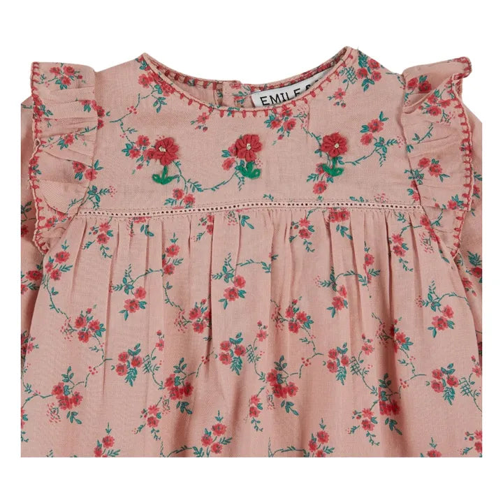 EMILE ET IDA ASTER FLORAL ROMPER / PINK