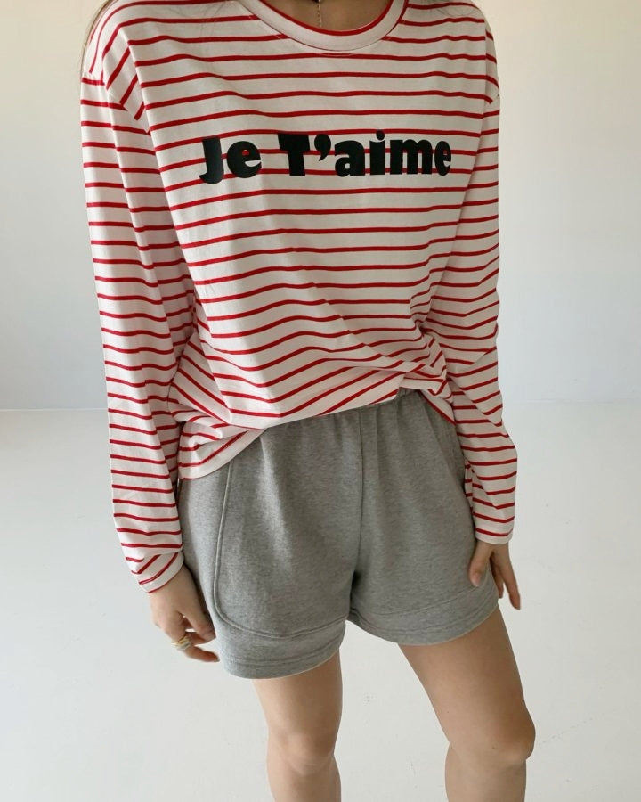 WOMEN&#39;S JE&#39;TAIME STRIPED TEE / CLASSIC RED