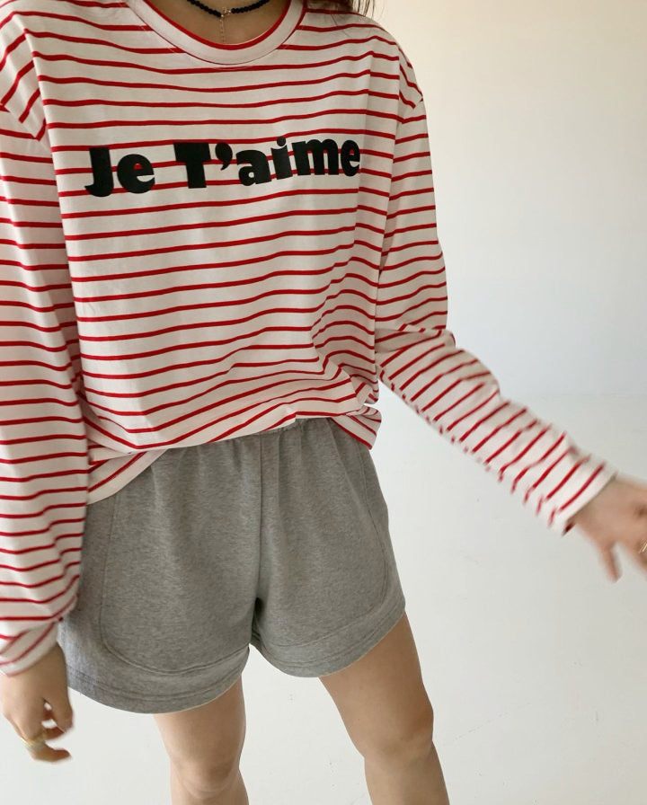 WOMEN&#39;S JE&#39;TAIME STRIPED TEE / CLASSIC RED