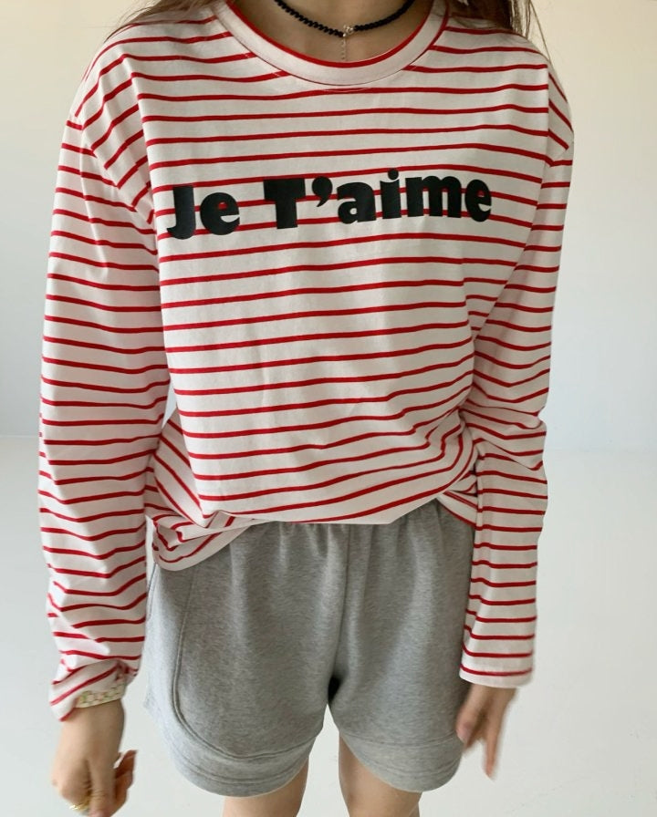 WOMEN&#39;S JE&#39;TAIME STRIPED TEE / CLASSIC RED