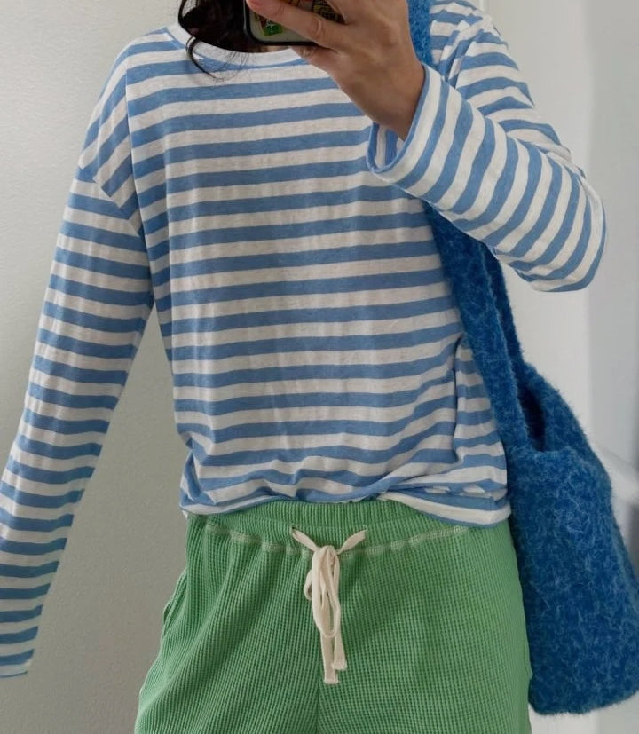 WOMEN&#39;S EVERYDAY STRIPED TEE / SKY