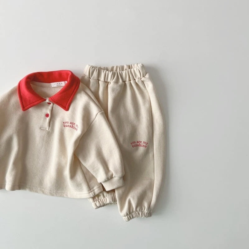 SUNSHINE COLLAR SWEAT SET / RETRO RED / FRENCH CREAM