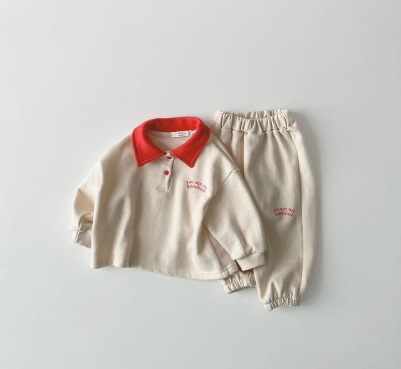 SUNSHINE COLLAR SWEAT SET / RETRO RED / FRENCH CREAM