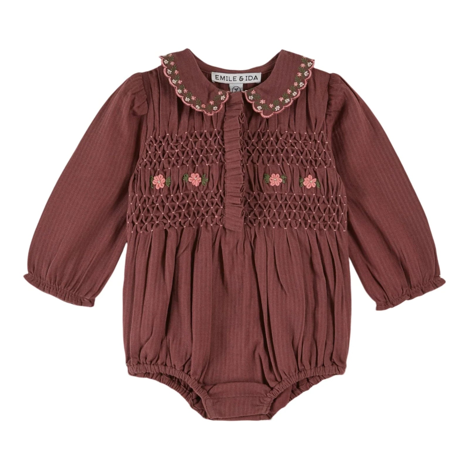 EMILE ET IDA SMOCKED ROMPER / VIOLINE