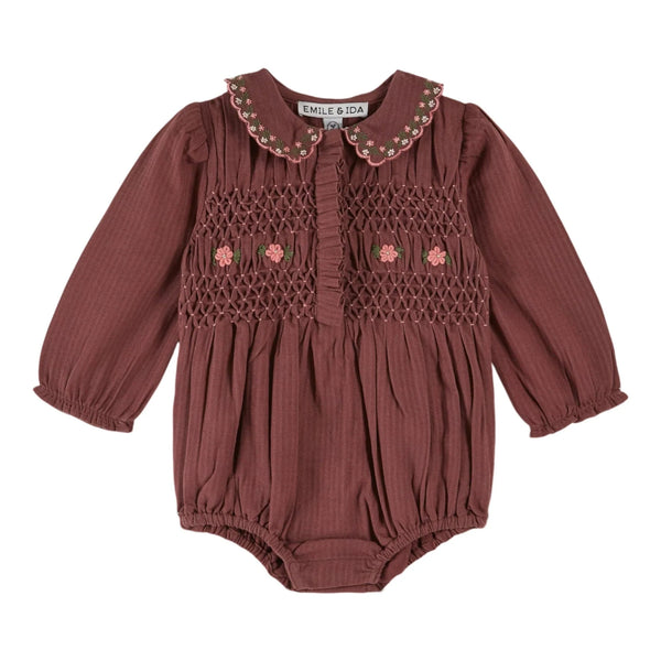 EMILE ET IDA SMOCKED ROMPER / VIOLINE - Milk + Bots EMILE ET IDA SMOCKED ROMPER / VIOLINE - Milk + Bots