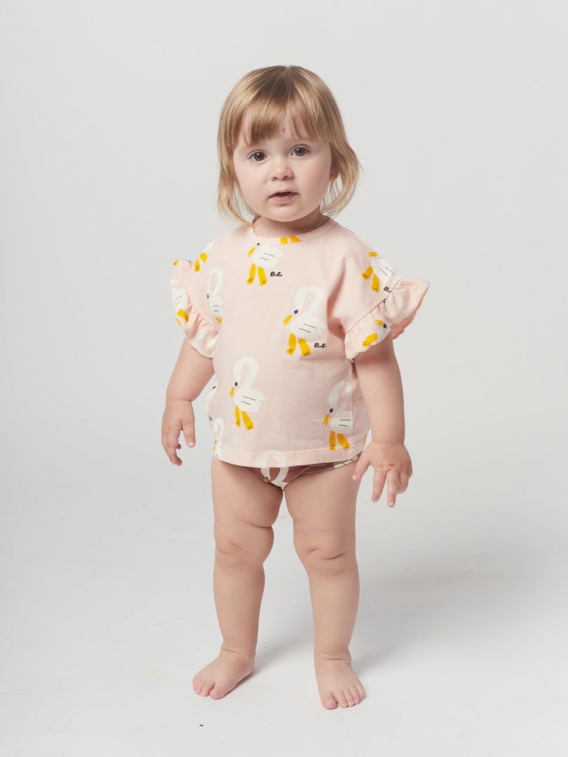 BOBO CHOSES PELICAN ALL OVER RUFFLE T-SHIRT / BABY