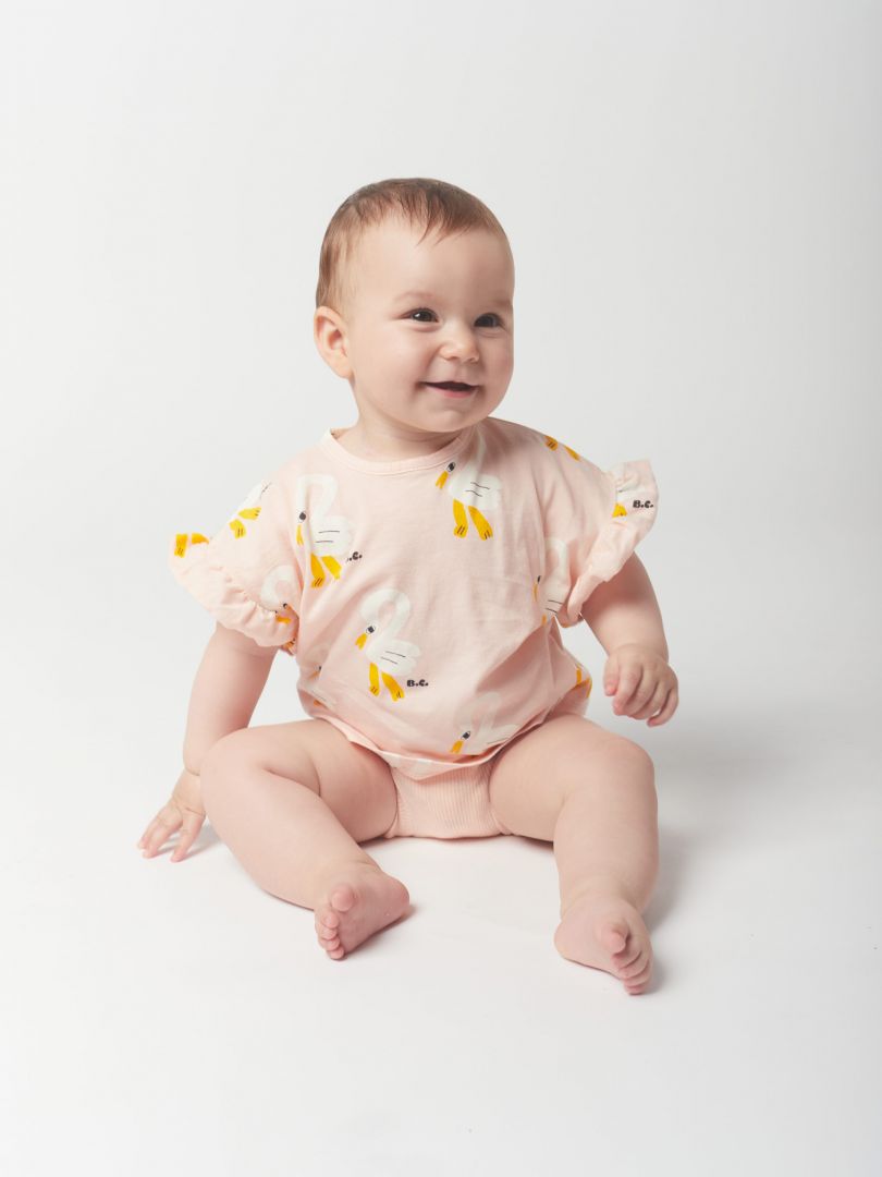 BOBO CHOSES PELICAN ALL OVER RUFFLE T-SHIRT / BABY