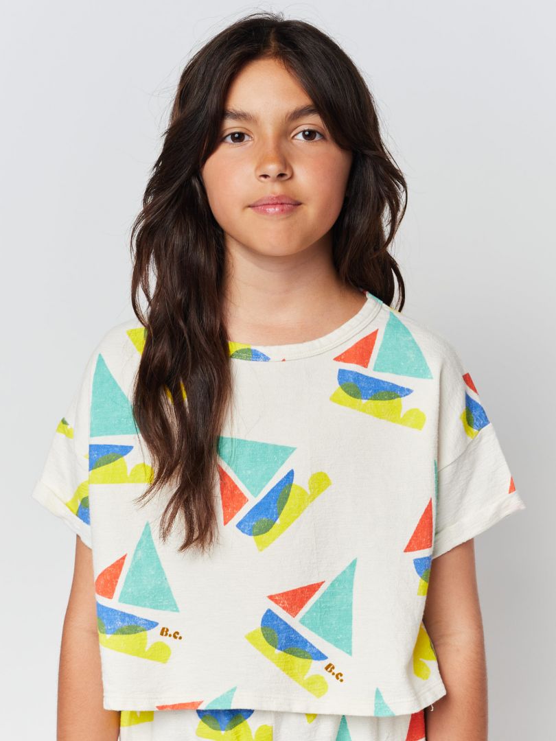 BOBO CHOSES MULTI COLOR SAIL BOAT CROPPED SWEATSHIRT - Milk + Bots