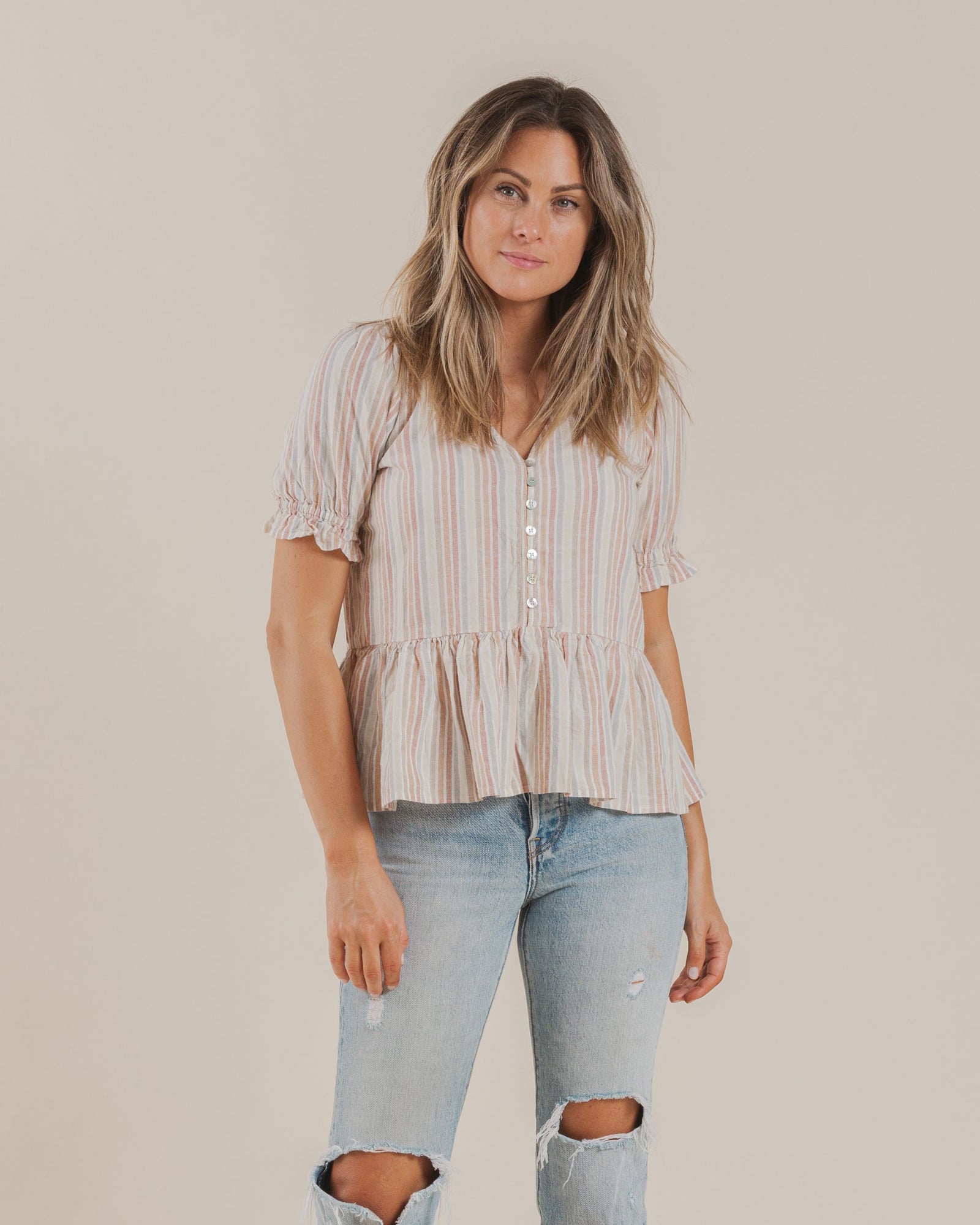 WOMEN'S MADDY BLOUSE / MULTI STRIPE