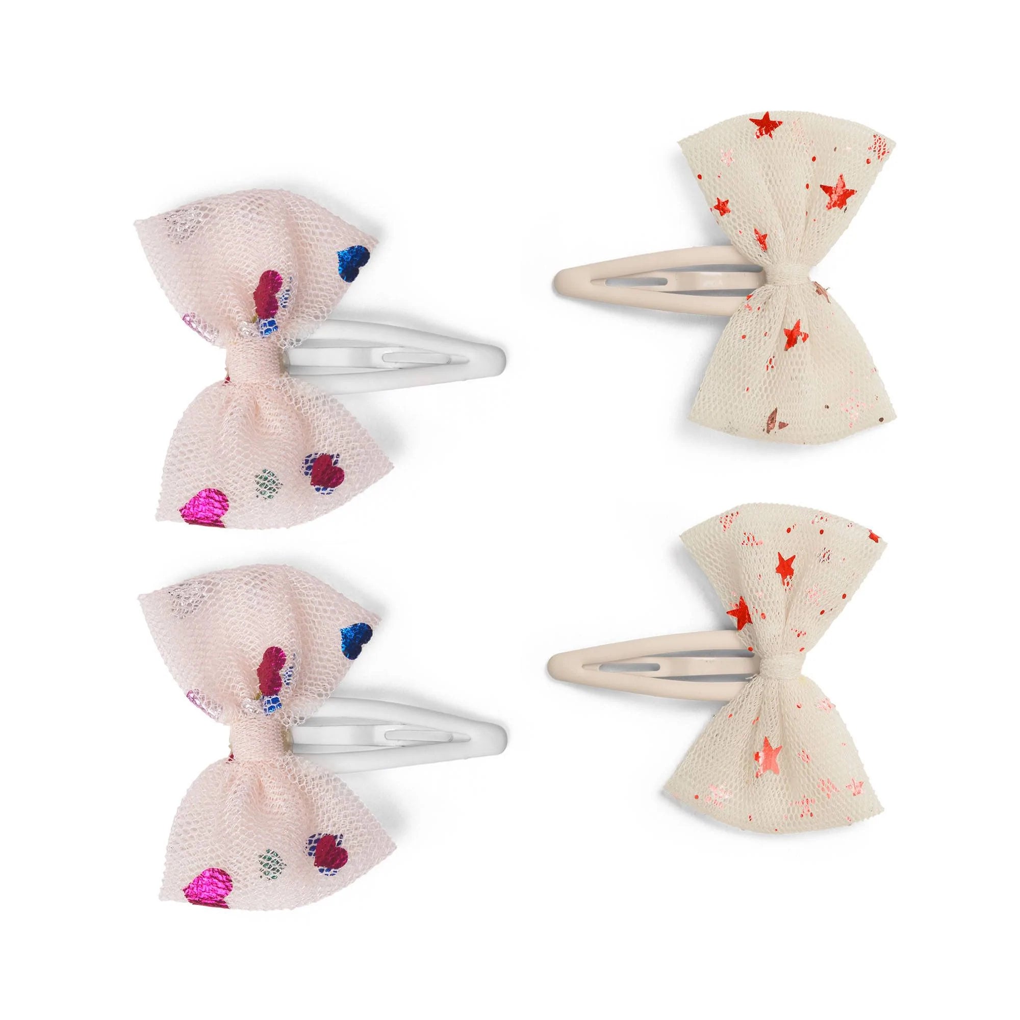 KONGES 4 pack TULLE BOWIE HAIR CLIPS / HEART ETOILE
