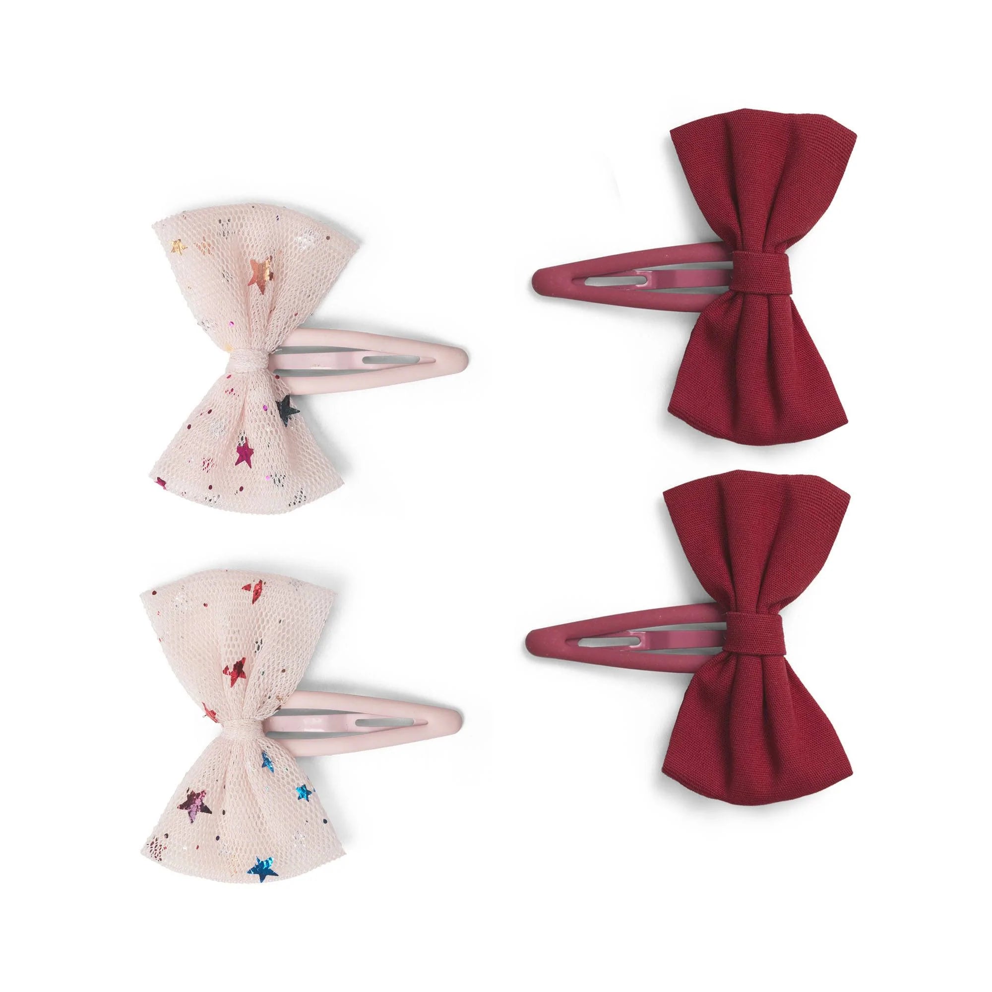 KONGES 4 pack TULLE BOWIE HAIR CLIPS / STAR RED