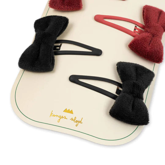 KONGES SLOJD 4 pack VELVET BOWIE HAIR CLIPS / RED BLACK