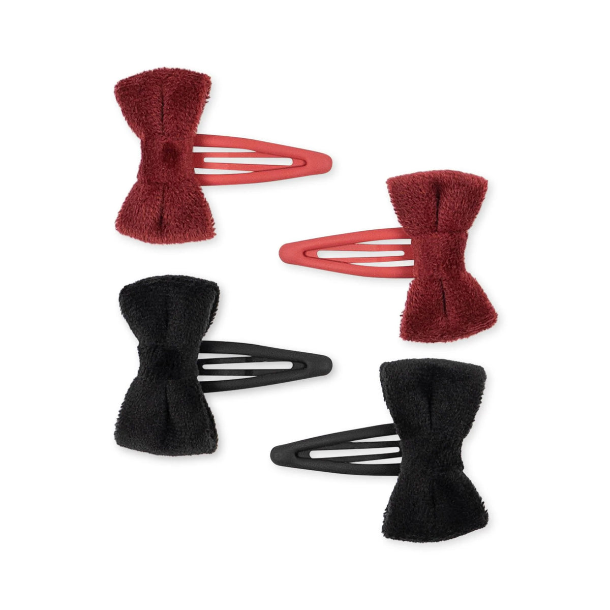 KONGES SLOJD 4 pack VELVET BOWIE HAIR CLIPS / RED BLACK