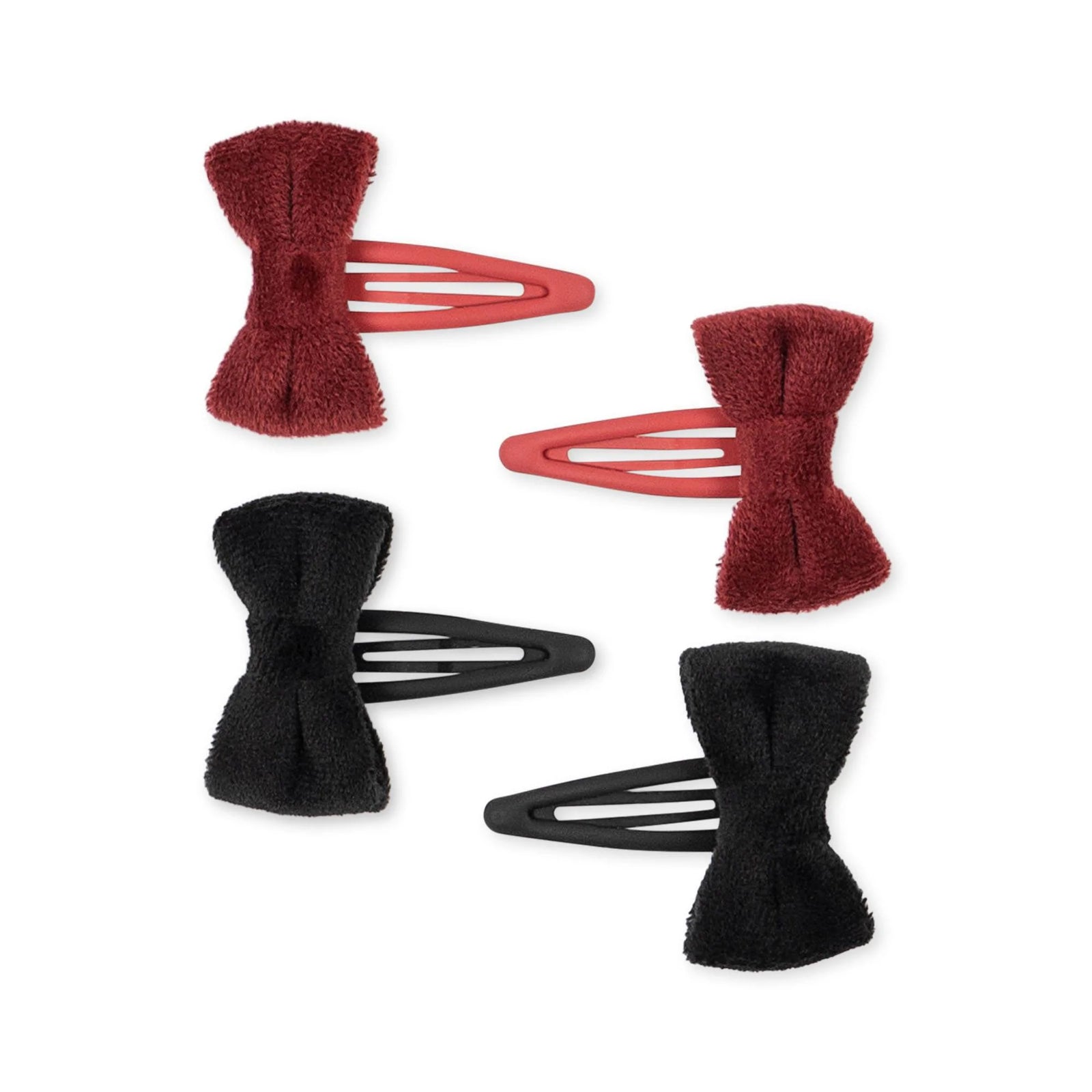 KONGES SLOJD 4 pack VELVET BOWIE HAIR CLIPS / RED BLACK