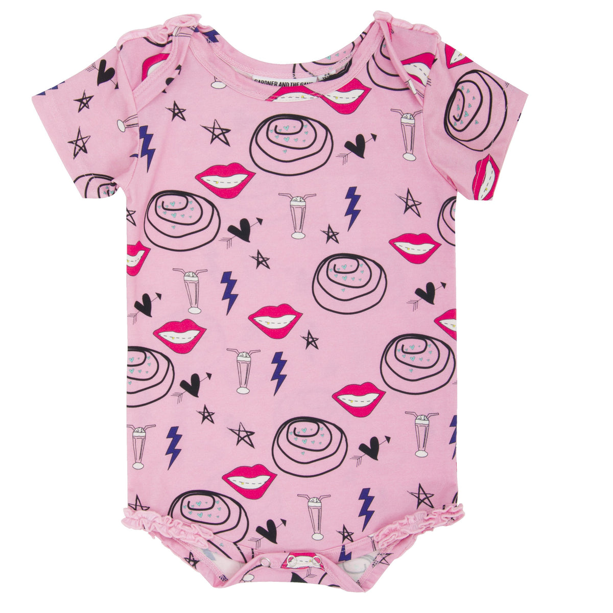 GARDNER AND THE GANG SHORT SLEEVE ROMPER / PARTY LIGHT PINK