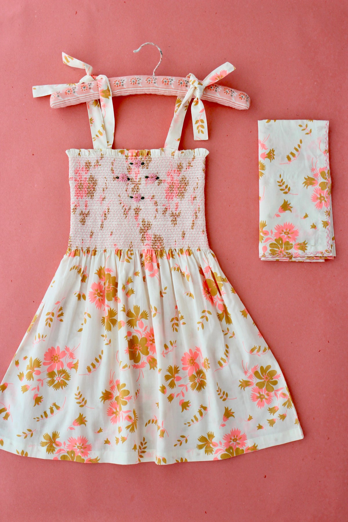 BONJOUR DIARY LONG SKIRT DRESS W SCARF / BOUQUET FLUO ROSE