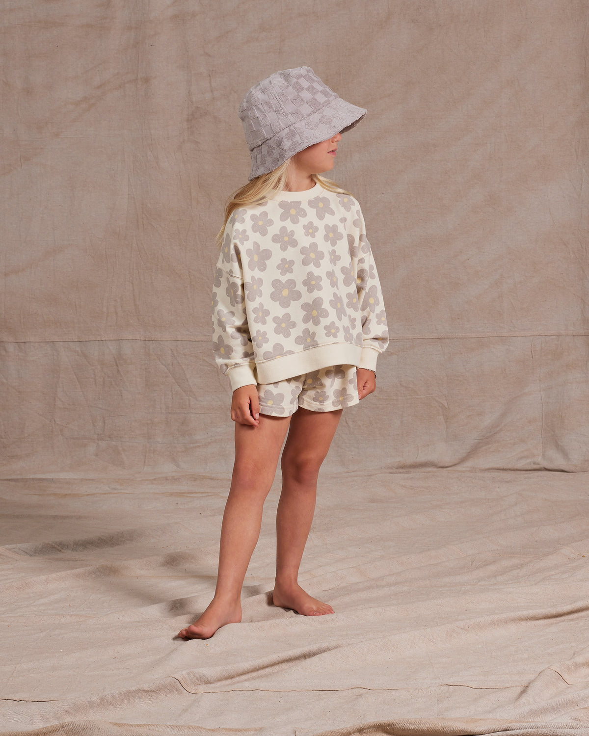 RYLEE + CRU TERRY BUCKET HAT / CLOUD CHECK