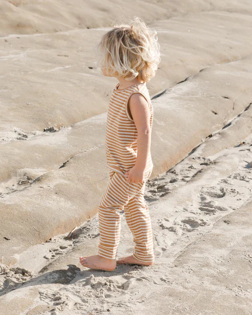 RYLEE + CRU JERSEY BUTTON TANK / CAMEL STRIPE
