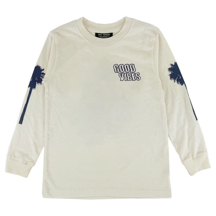 TINY WHALES GOOD VIBES LS TEE / NATURAL
