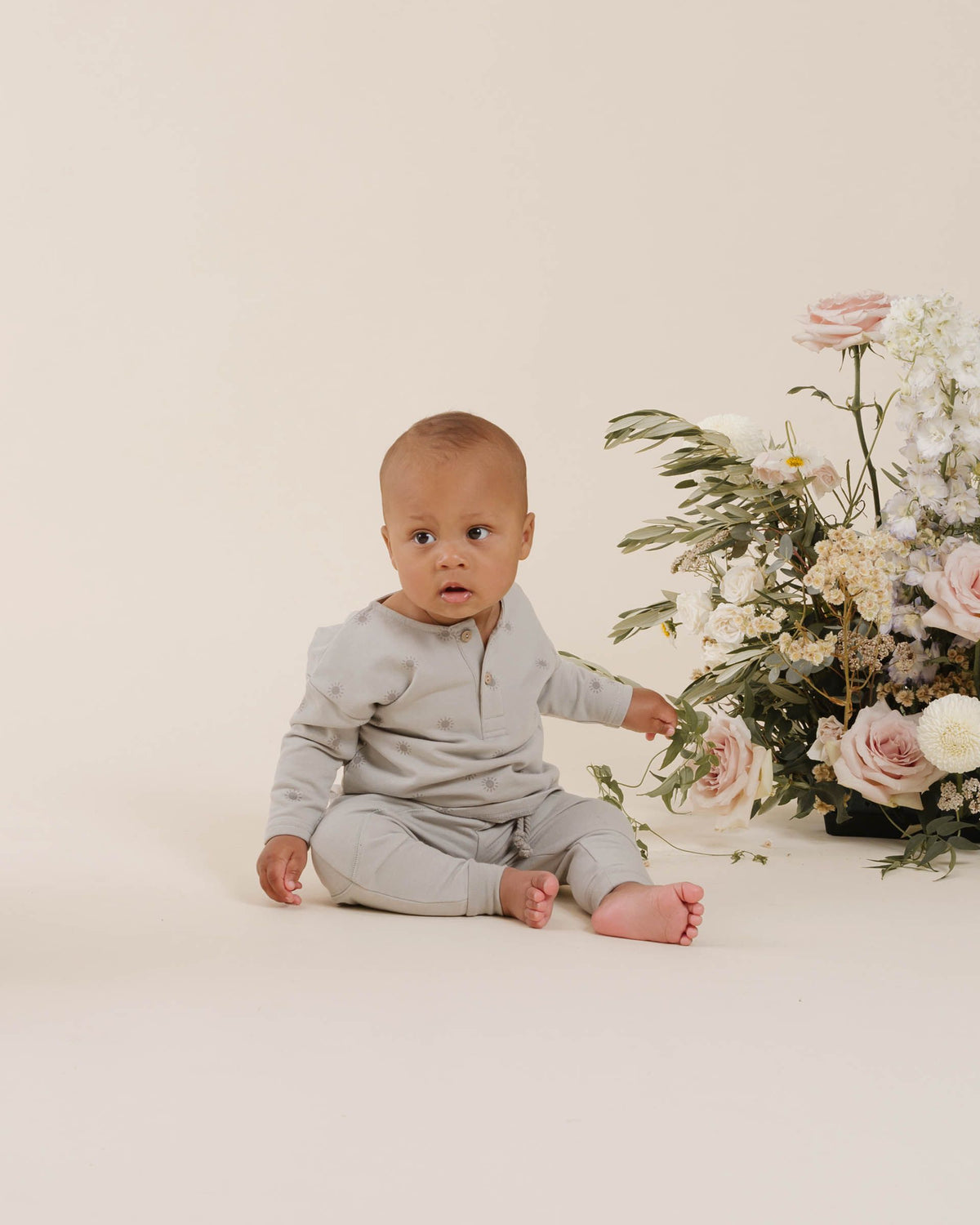 RYLEE + CRU SUN TERRY HENLEY / BLUE FOG