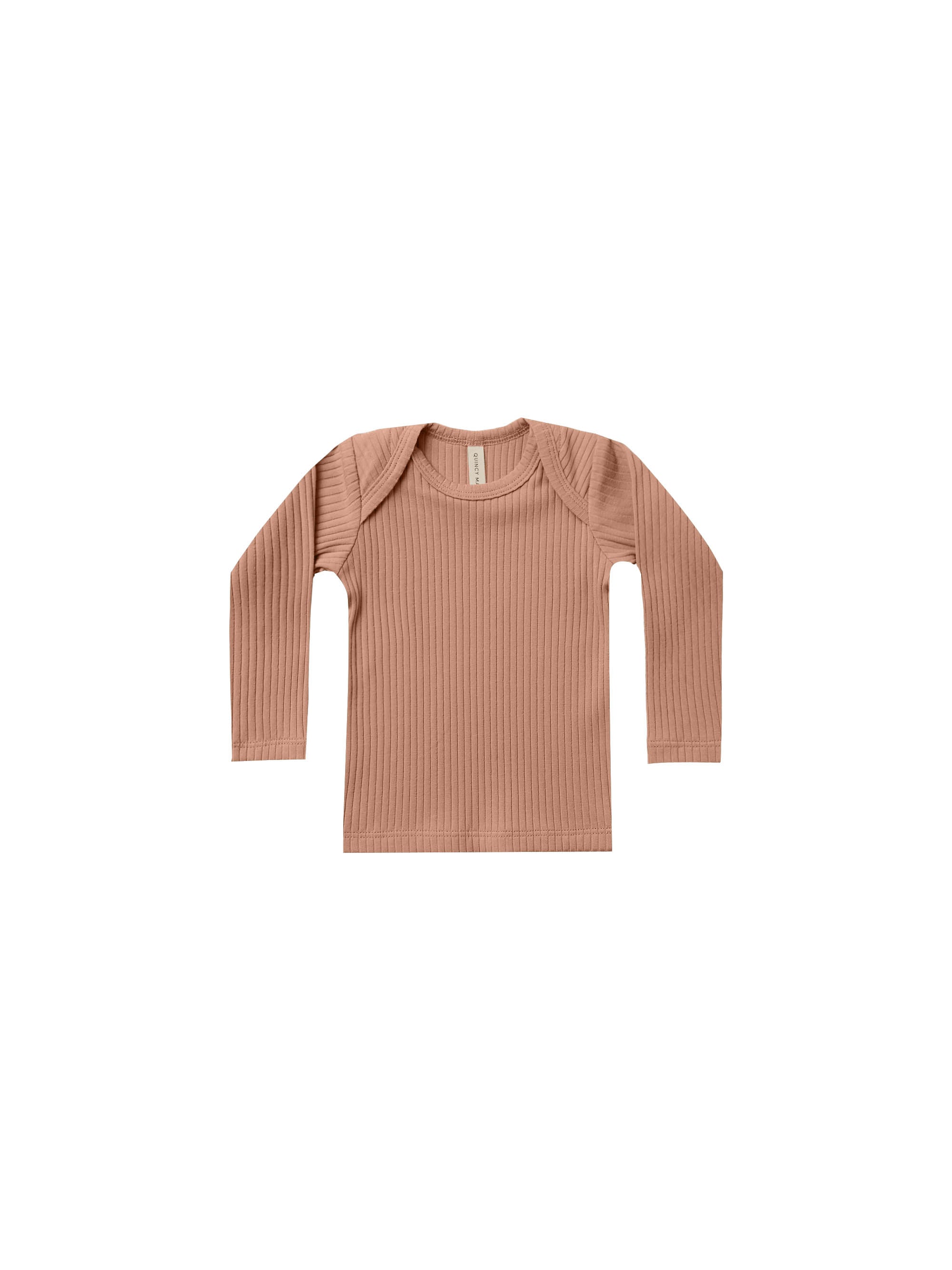QUINCY MAE RIBBED LS LAP TEE / TERRACOTTA