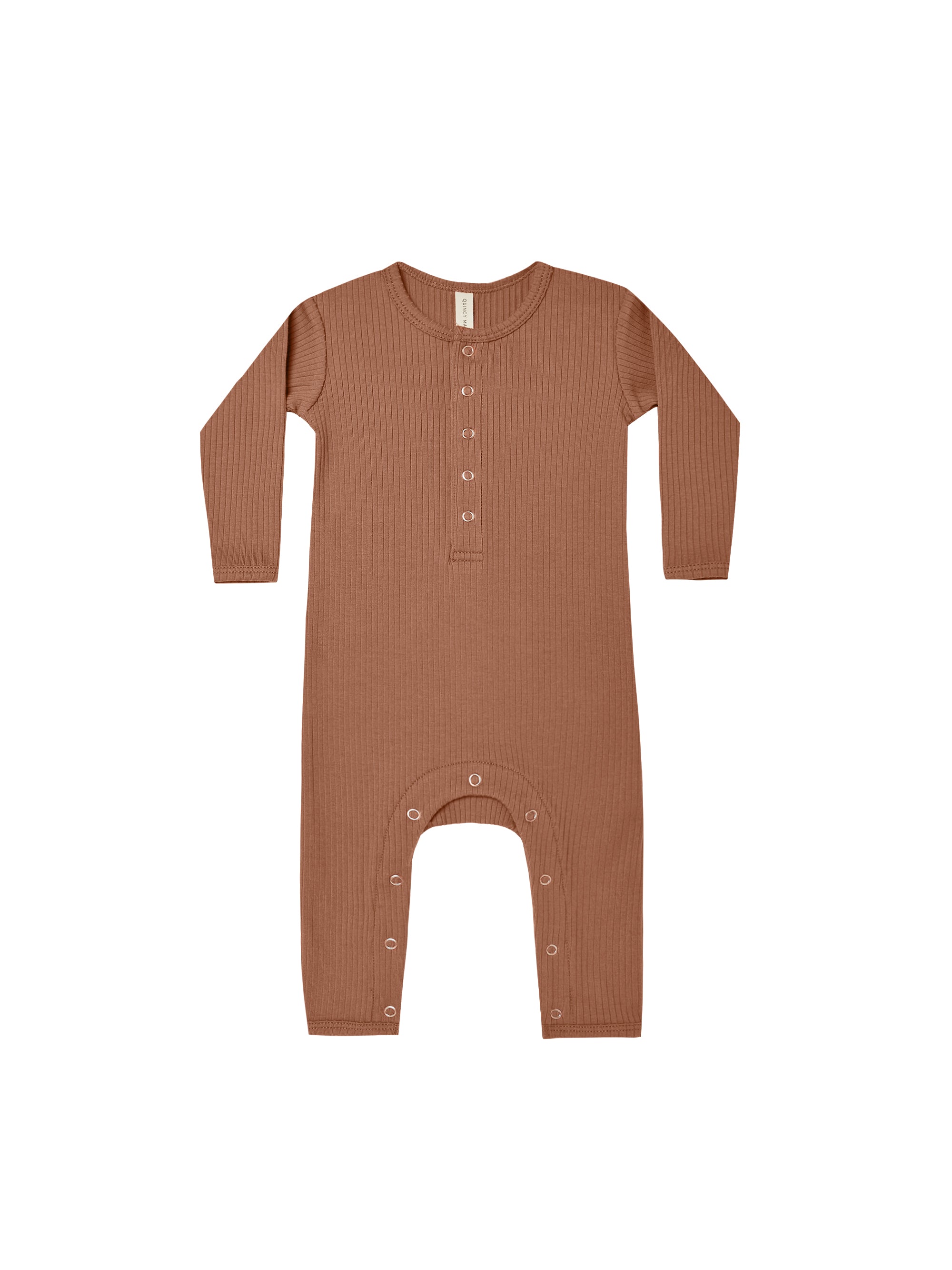 QUINCY MAE RIBBED BABY JUMPSUIT / CLAY