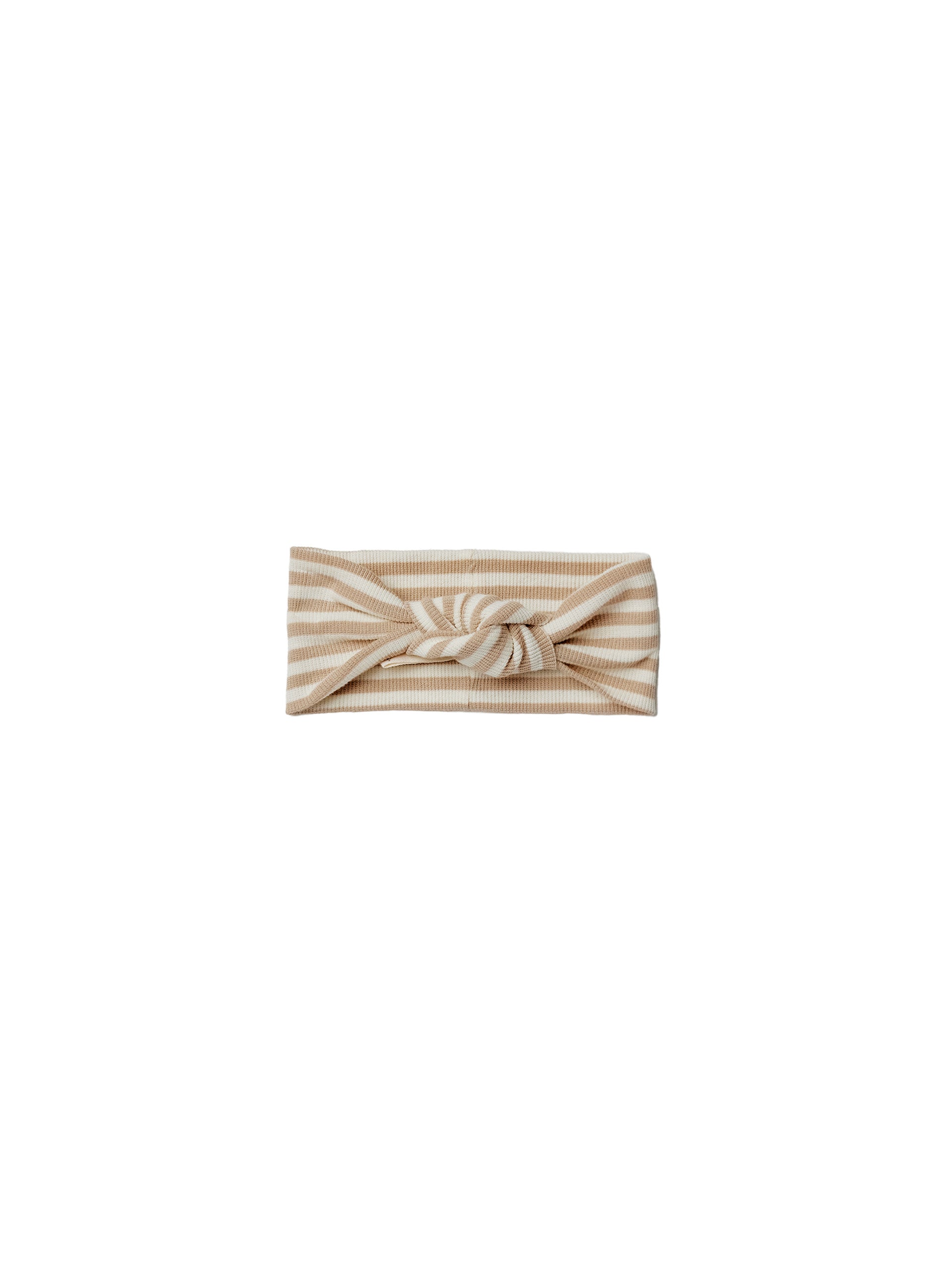 QUINCY MAE RIBBED KNOTTED HEADBAND / LATTE STRIPE